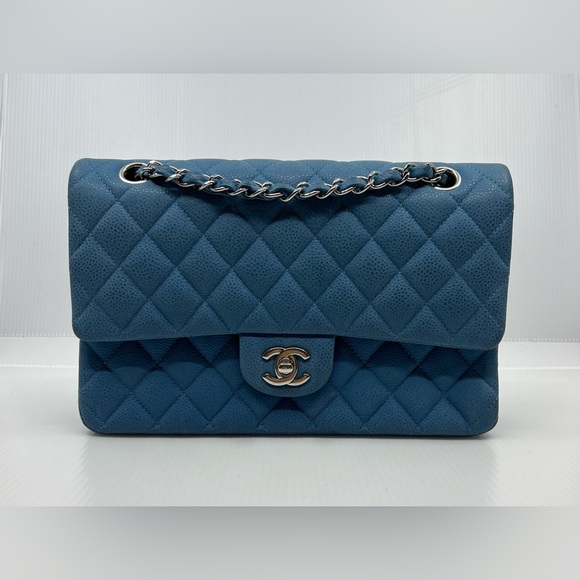Chanel Blue Caviar Medium Double Flap Bag SHW - Picture 3 of 9
